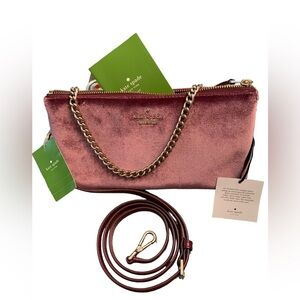 NWT Kate Spade Tilly deep plum velvet crossbody or clutch WKRU5592